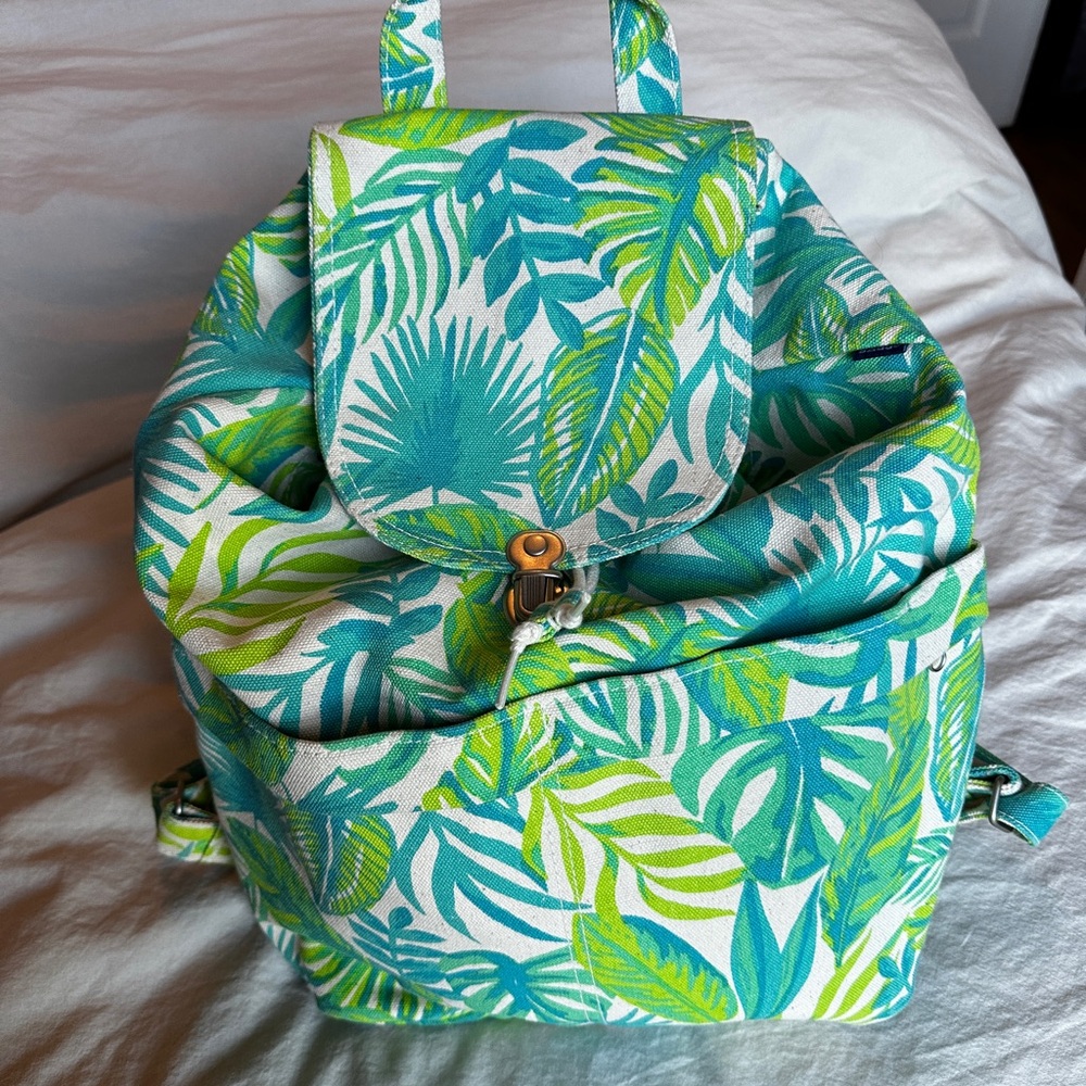 Baggu Tropical Leaf Drawstring Backpack